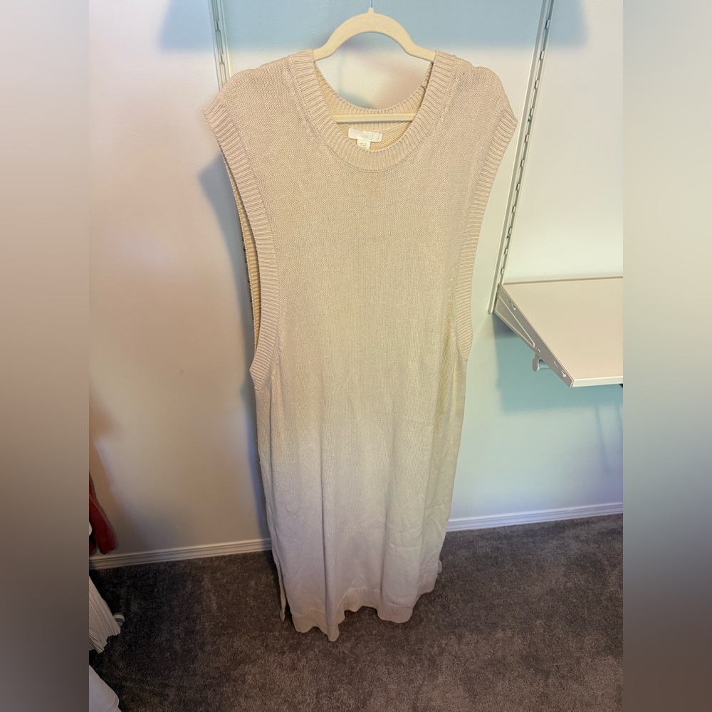 H&M Women’s plus size XXL Cream Sheath Midi Cover Up Knit Dress with Crew Neck